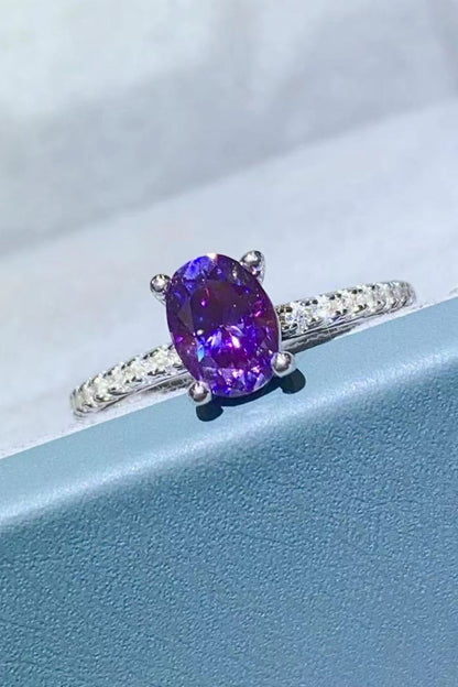 1 Carat Purple Purple Oval-Cut Sparkala™ 4-Prong Ring (Platinum Over Pure Sterling Silver) by Sparkala