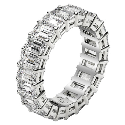 Emerald Cut Lab Grown Diamond Eternity Ring in 14k White Gold (5 cttw FG/VS2)  DestGlow