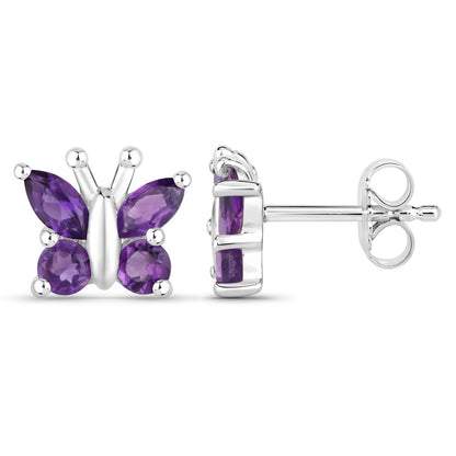 1.00 Carat Genuine Amethyst .925 Sterling Silver Earrings by Bids.com