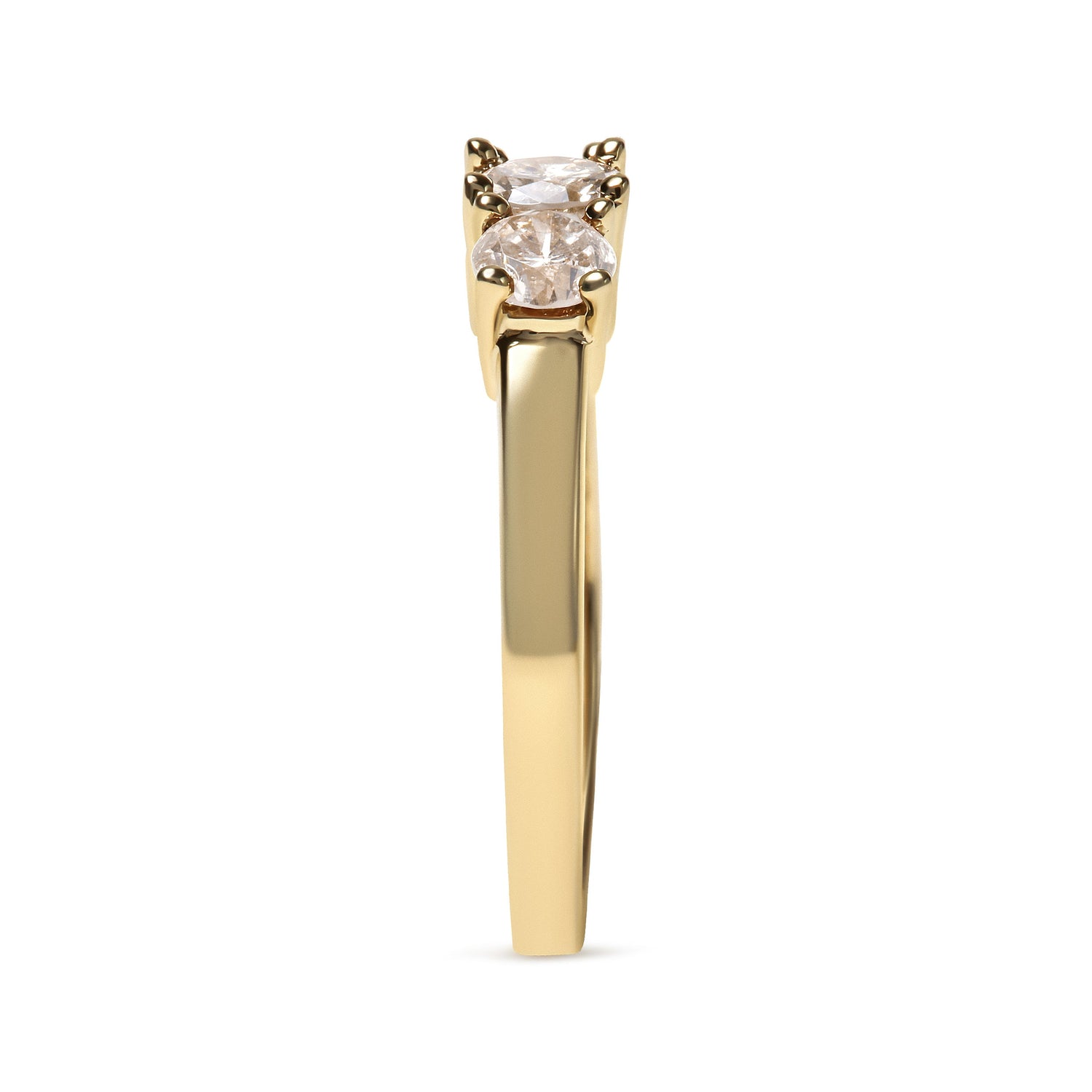 10K Yellow Gold 1.00 Cttw Champagne Diamond 3-Stone Band Ring (J-K Color, I1-I2 Clarity) - Size 7 by Bids.com