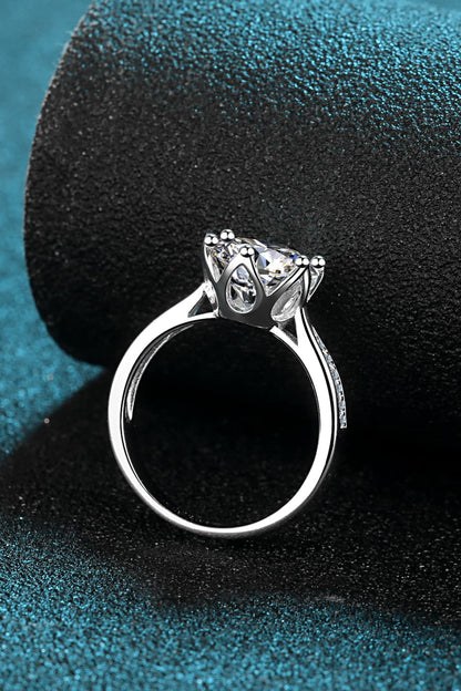 3 Carat Brilliant Round Cut Sparkala™ Rhodium Over Pure Sterling Silver Side Stone Ring by Sparkala