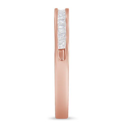 10K Rose Gold over .925 Sterling Silver 1/5 Cttw Diamond Channel-Set Stackable Band Ring (H-I Color, I1-I2 Clarity) - Size 6 3/4 by Bids.com