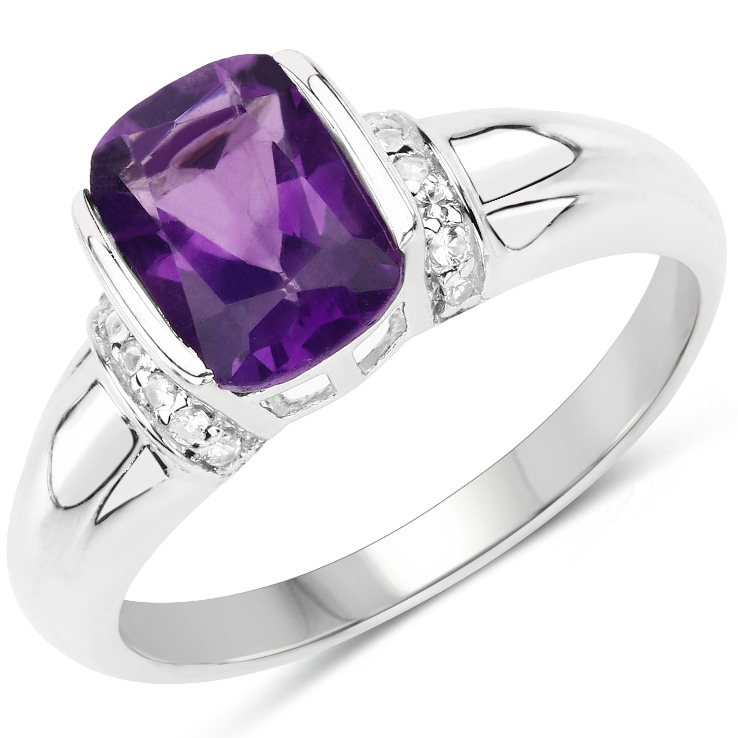 0.96 Carat Genuine Tanzanite and White Topaz .925 Sterling Silver Ring  DestGlow