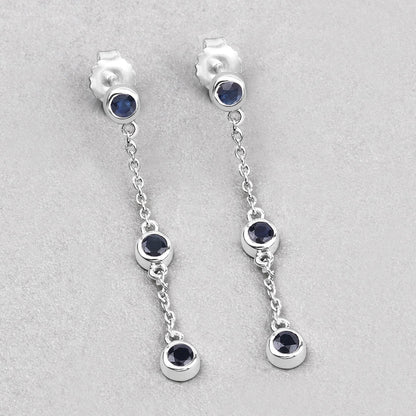 0.66 Carat Genuine Blue Sapphire .925 Sterling Silver Earrings by Bids.com