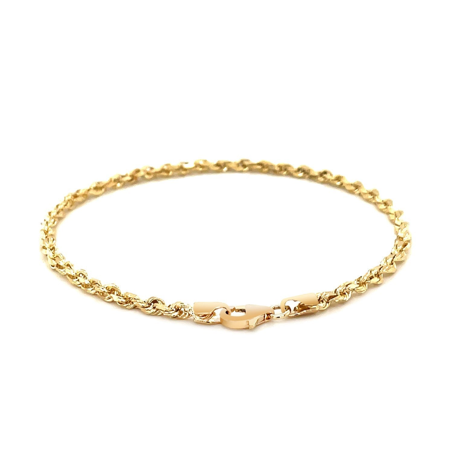 3.0mm 14k Yellow Gold Solid Diamond Cut Rope Bracelet by Bids.com