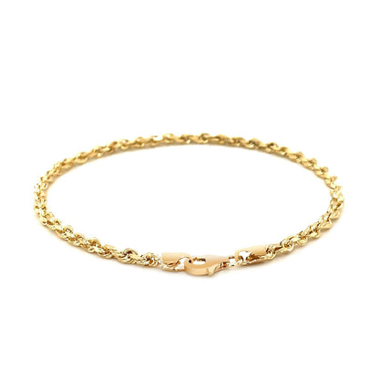 3.0mm 14k Yellow Gold Solid Diamond Cut Rope Bracelet by Bids.com