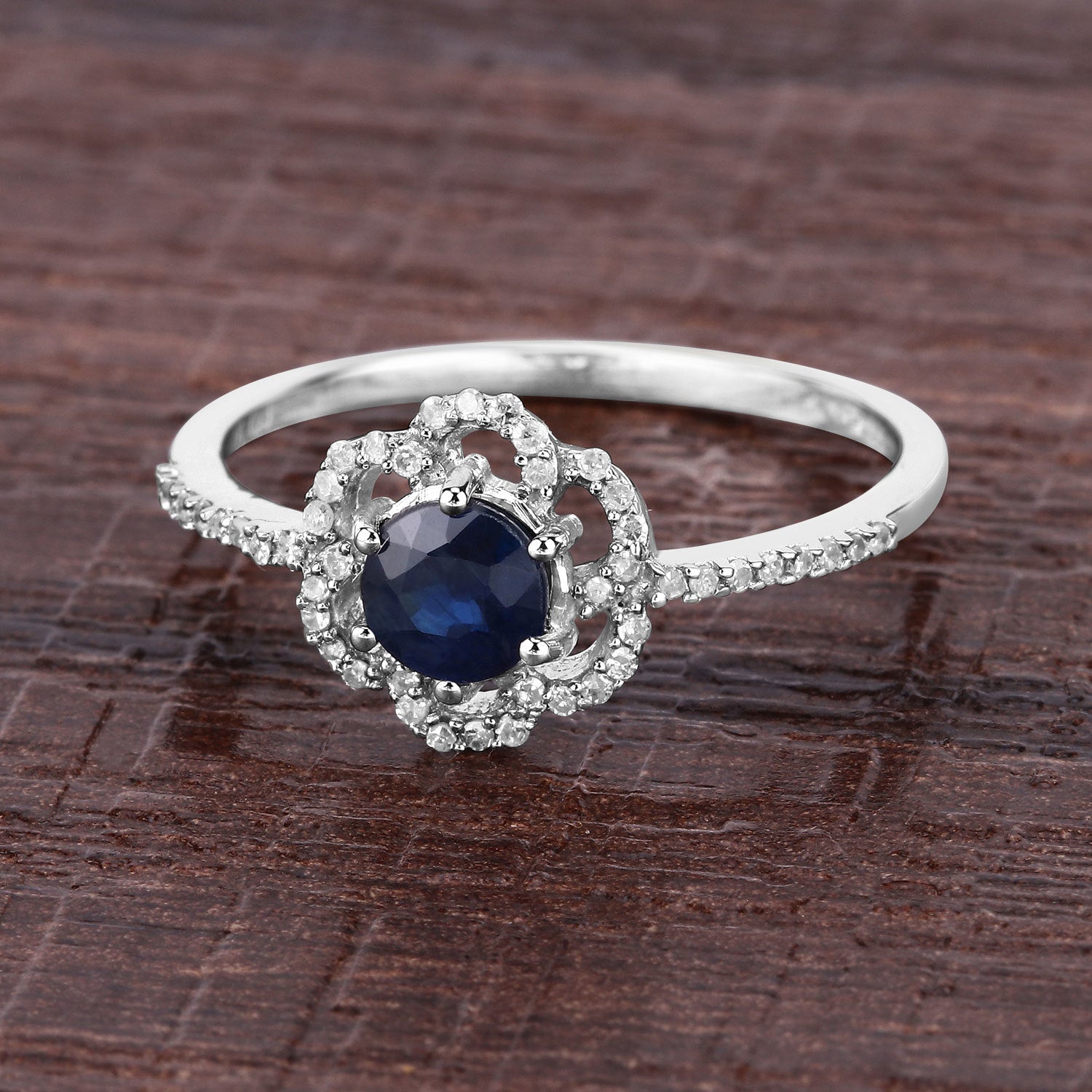 0.78 Carat Genuine Blue Sapphire and White Diamond 14K White Gold Ring by Bids.com