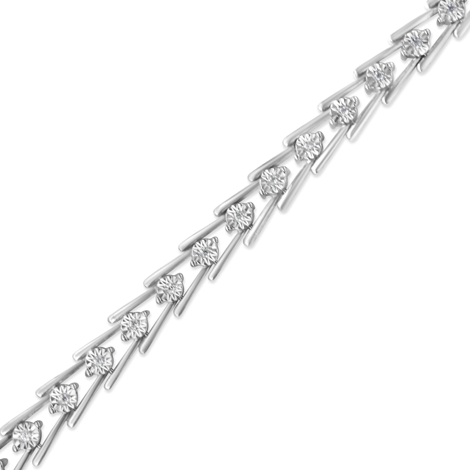 .925 Sterling Silver Diamond Miracle-Set Double Swoosh Milgrain Style Tennis Bracelet (1/2 cttw, I-J Color, I3 Clarity) - Size 7.75" by Bids.com