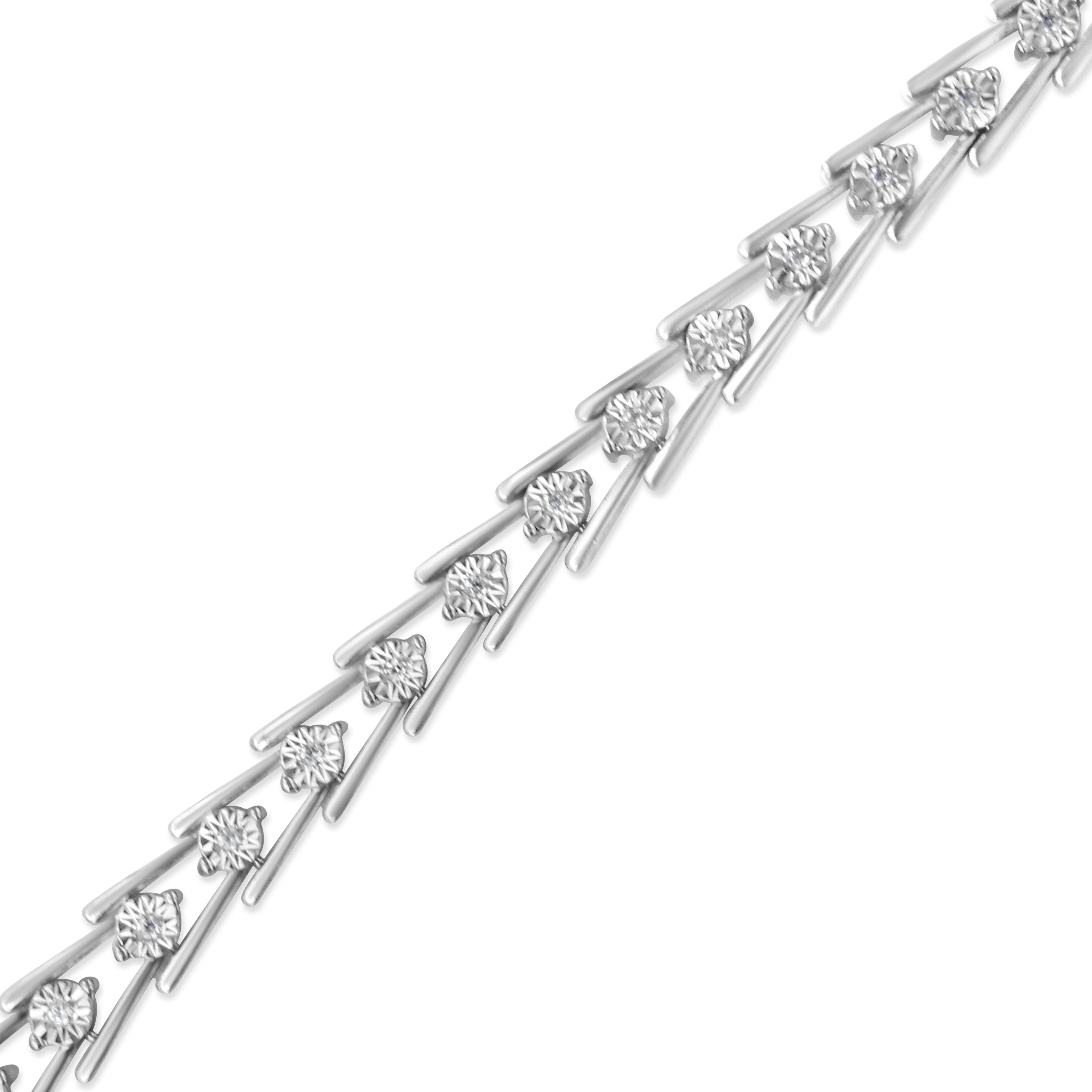 .925 Sterling Silver Diamond Miracle-Set Double Swoosh Milgrain Style Tennis Bracelet (1/2 cttw, I-J Color, I3 Clarity) - Size 7.75" by Bids.com
