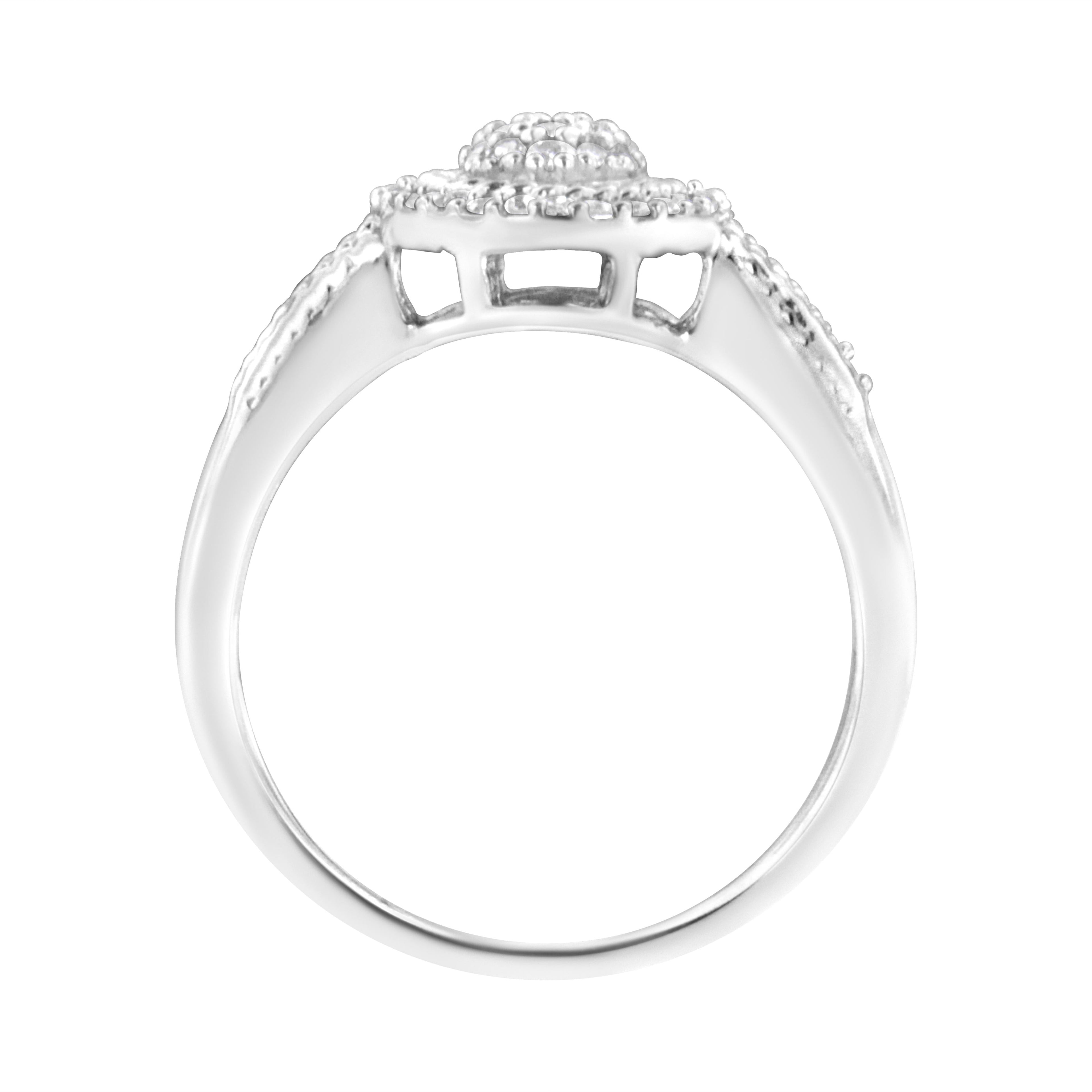 .925 Sterling Silver 1/3 Cttw Pave Set Round-Cut Diamond Braided Halo Cocktail Ring (I-J Color, I2-I3 Clarity) - Size 7 by Bids.com