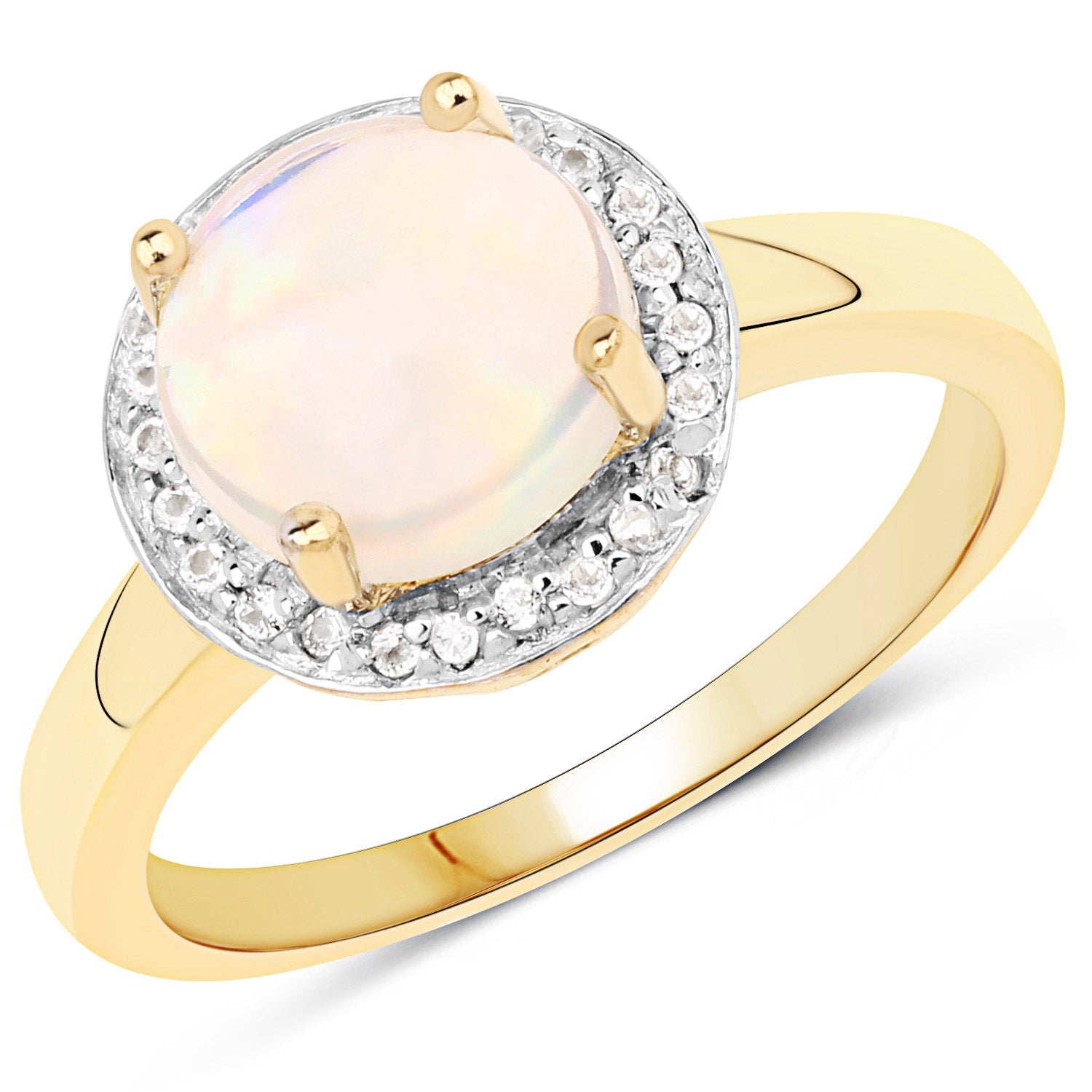0.95 Carat Genuine Ethiopian Opal and White Topaz .925 Sterling Silver Ring by Bids.com