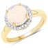 0.95 Carat Genuine Ethiopian Opal and White Topaz .925 Sterling Silver Ring by Bids.com