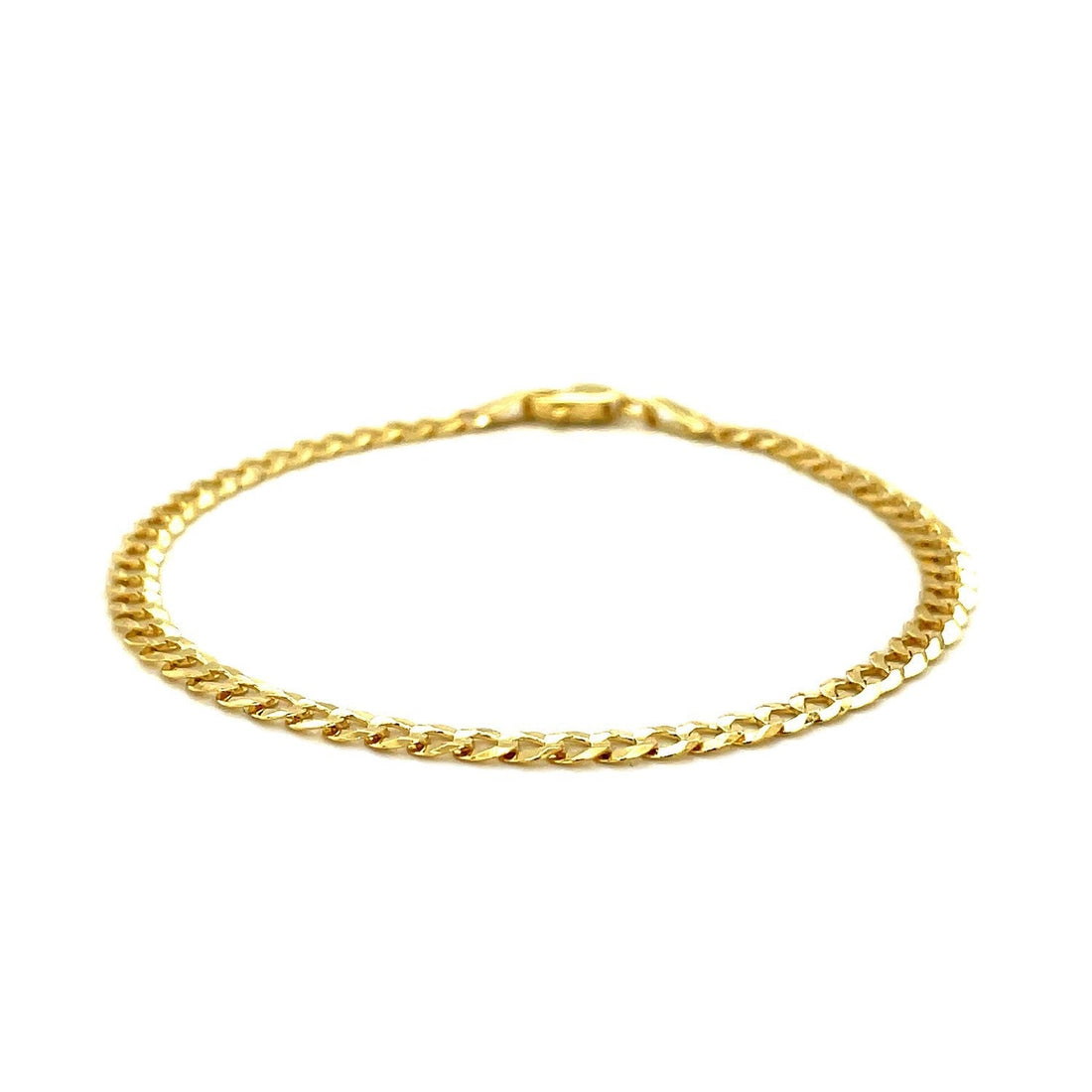 3.6mm 14k Yellow Gold Solid Curb Bracelet  DestGlow