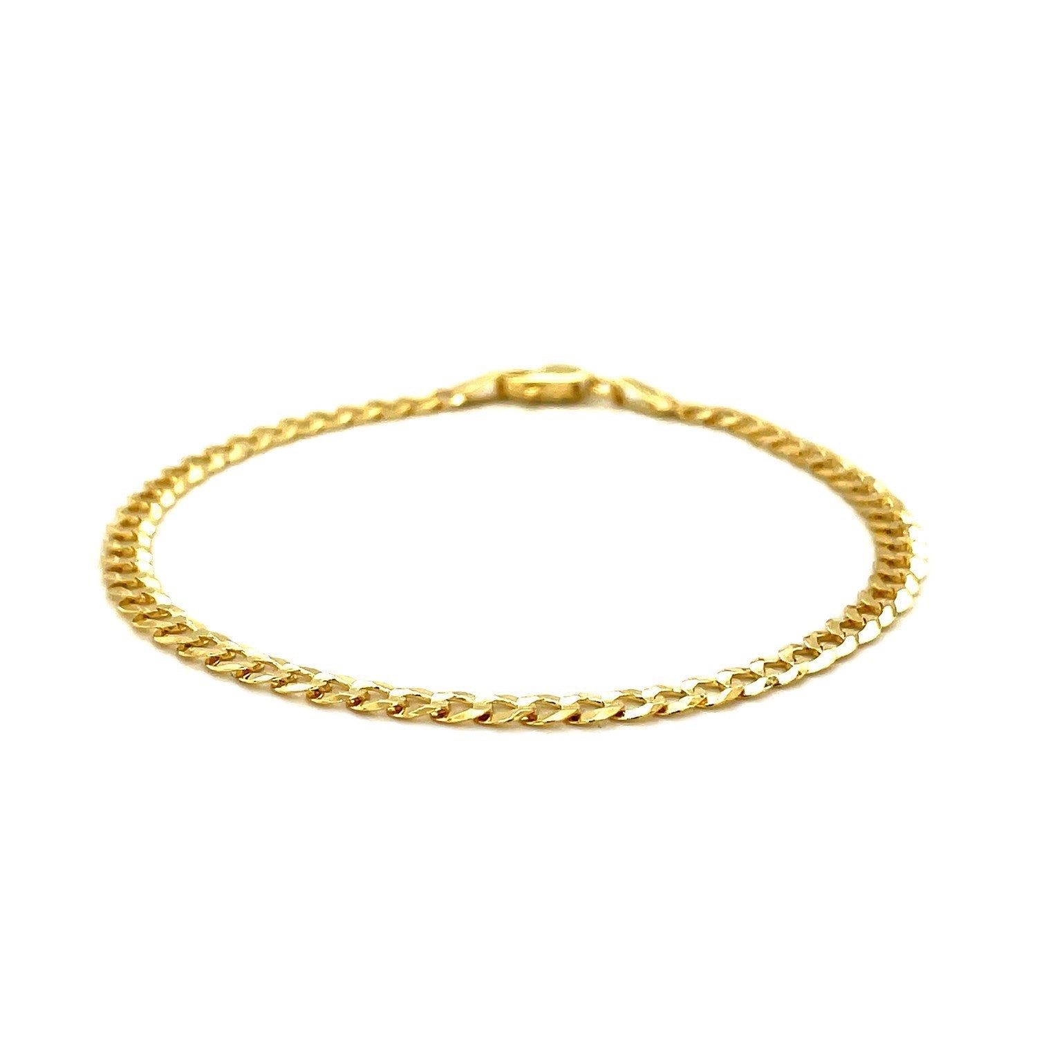 3.6mm 14k Yellow Gold Solid Curb Bracelet  DestGlow