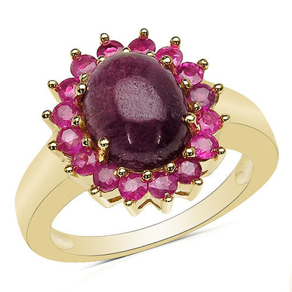 14K Yellow Gold Plated 5.07 Carat Genuine Ruby .925 Sterling Silver Ring by Bids.com