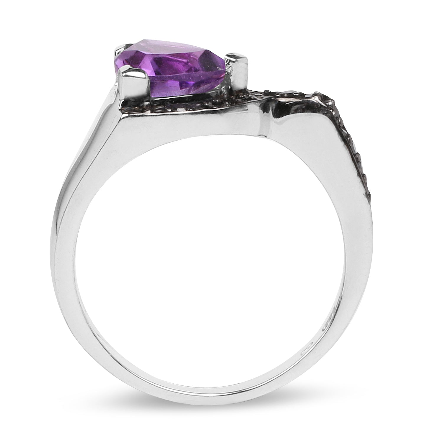 1.55 Carat Genuine Amethyst and Black Diamond .925 Sterling Silver Ring by Bids.com