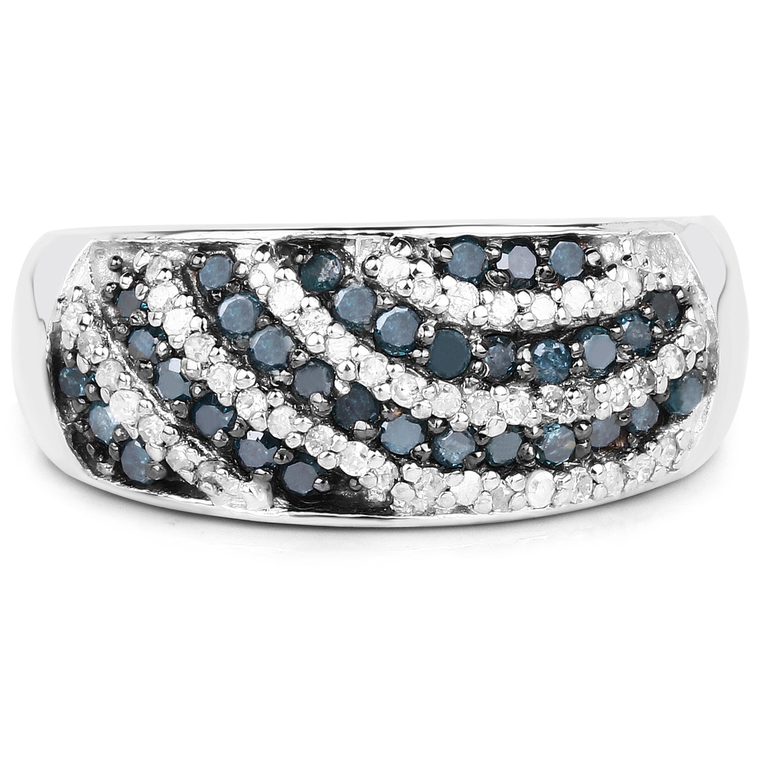 0.62 Carat Genuine Blue Diamond and White Diamond .925 Sterling Silver Ring by Bids.com
