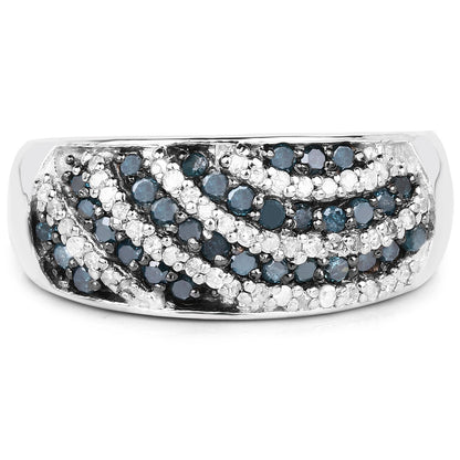 0.62 Carat Genuine Blue Diamond and White Diamond .925 Sterling Silver Ring by Bids.com