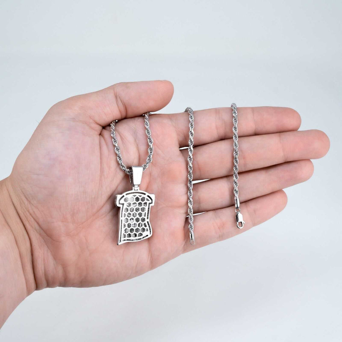 Unisex Moissanite Jesus Head Piece Pendant 3.3mm Rope Chain Necklace 925 Silver - DestGlow