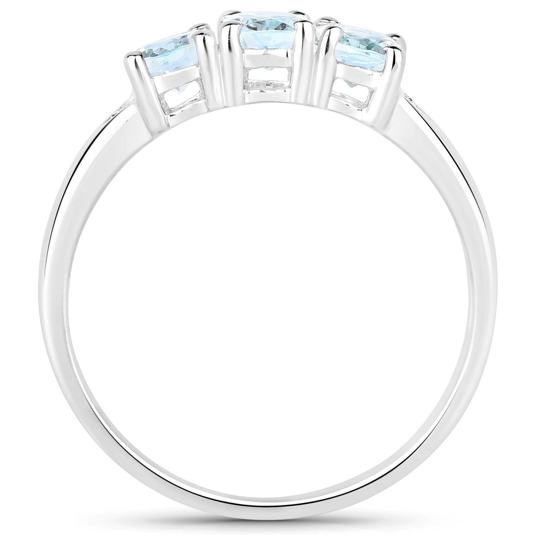 0.95 Carat Genuine Aquamarine and White Diamond .925 Sterling Silver Ring by Bids.com