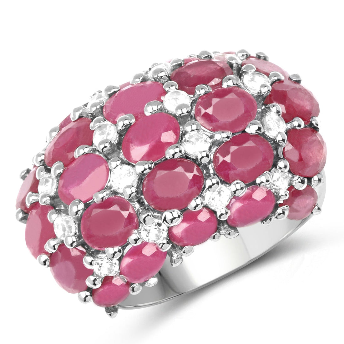 8.54 Carat Glass Filled Ruby and White Topaz .925 Sterling Silver Ring by Bids.com