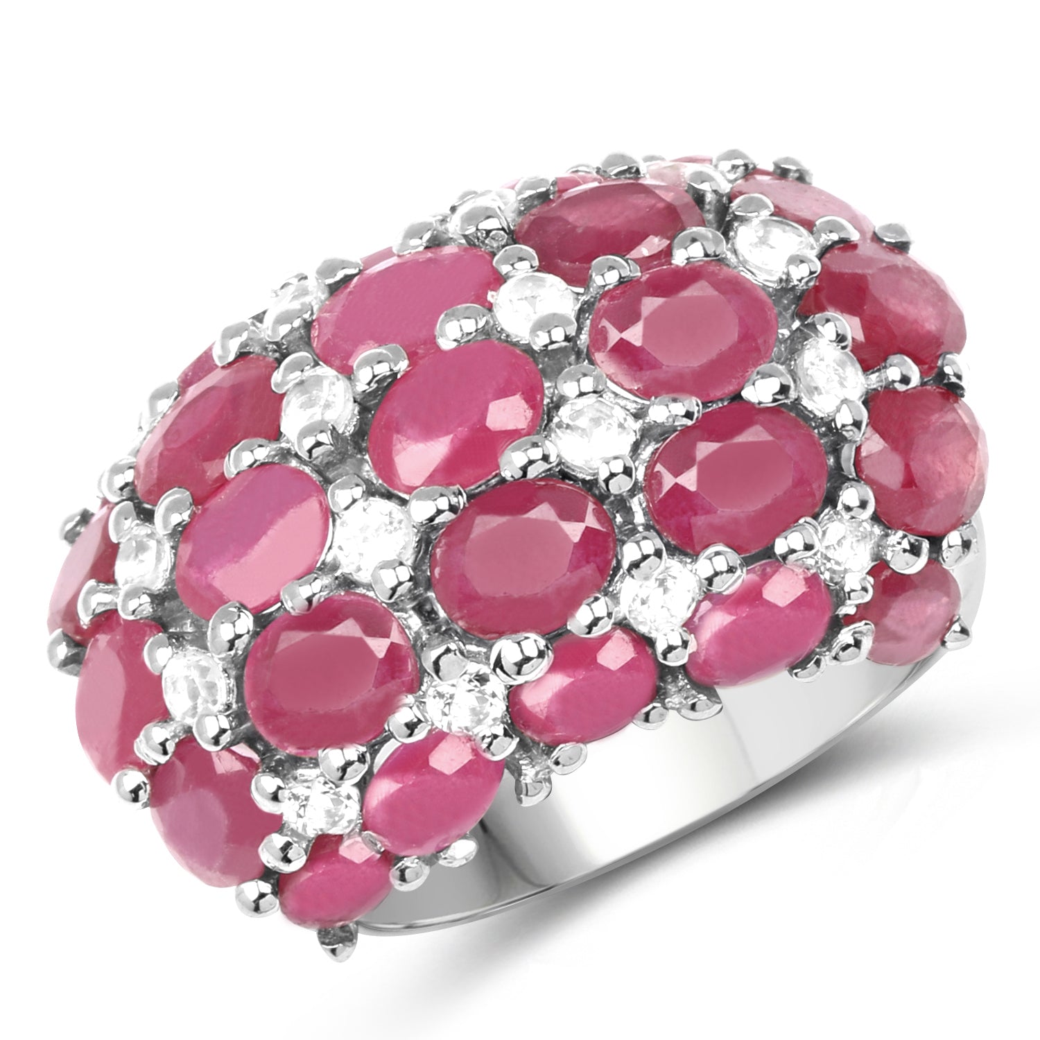 8.54 Carat Glass Filled Ruby and White Topaz .925 Sterling Silver Ring by Bids.com