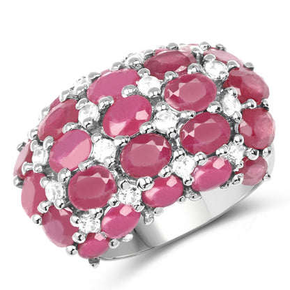 8.54 Carat Glass Filled Ruby and White Topaz .925 Sterling Silver Ring by Bids.com