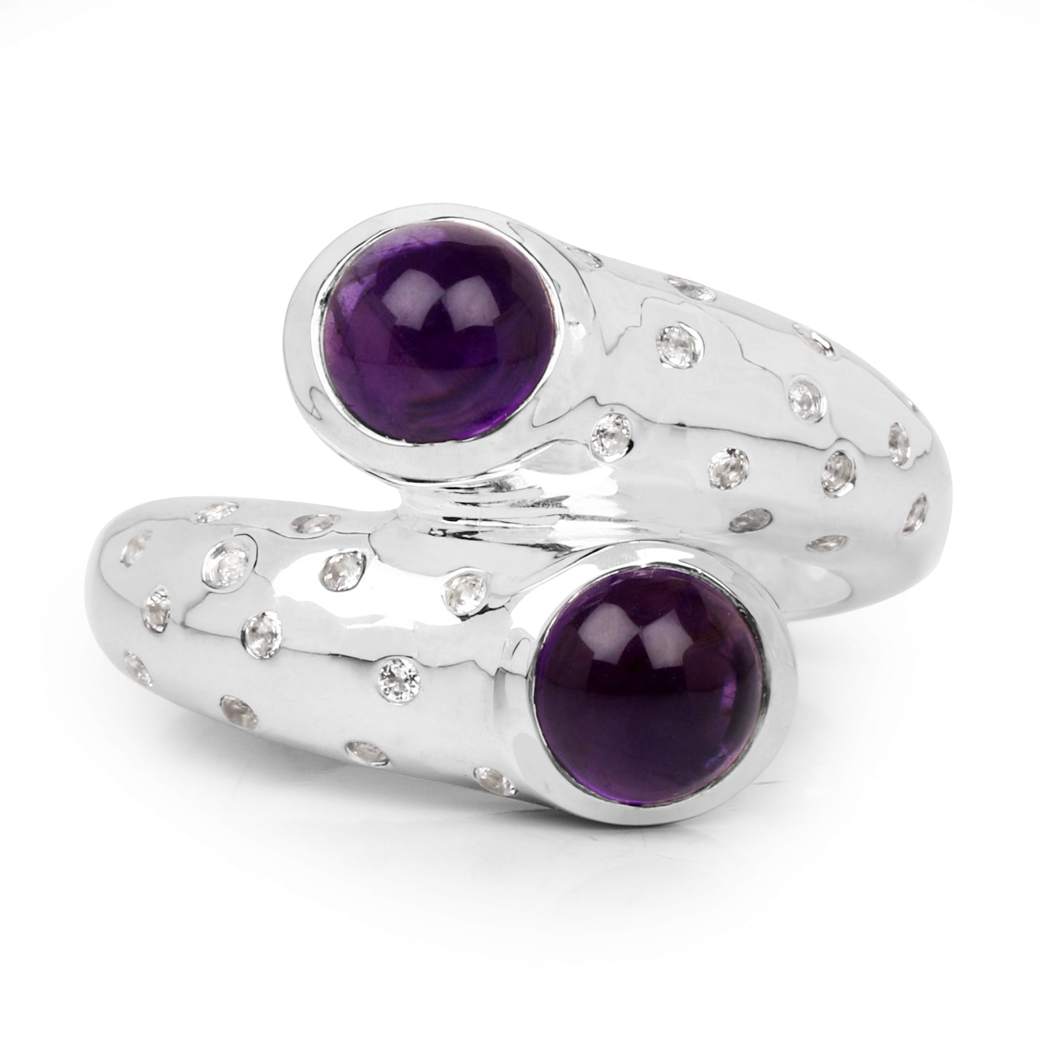 2.31 Carat Genuine Amethyst and White Topaz .925 Sterling Silver Ring by Bids.com