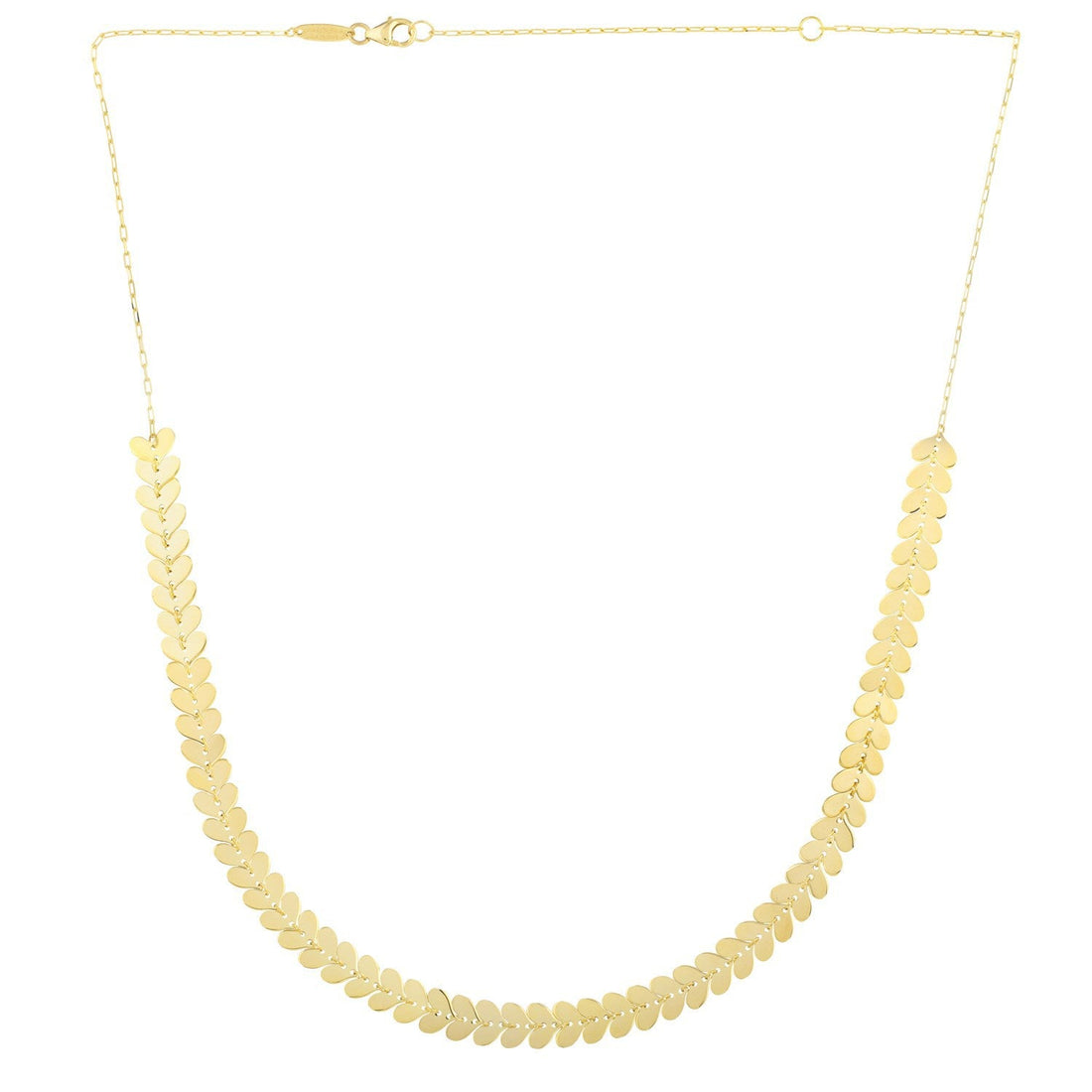 14k Yellow Gold Polished Heart Link Chain Necklace by Bids.com