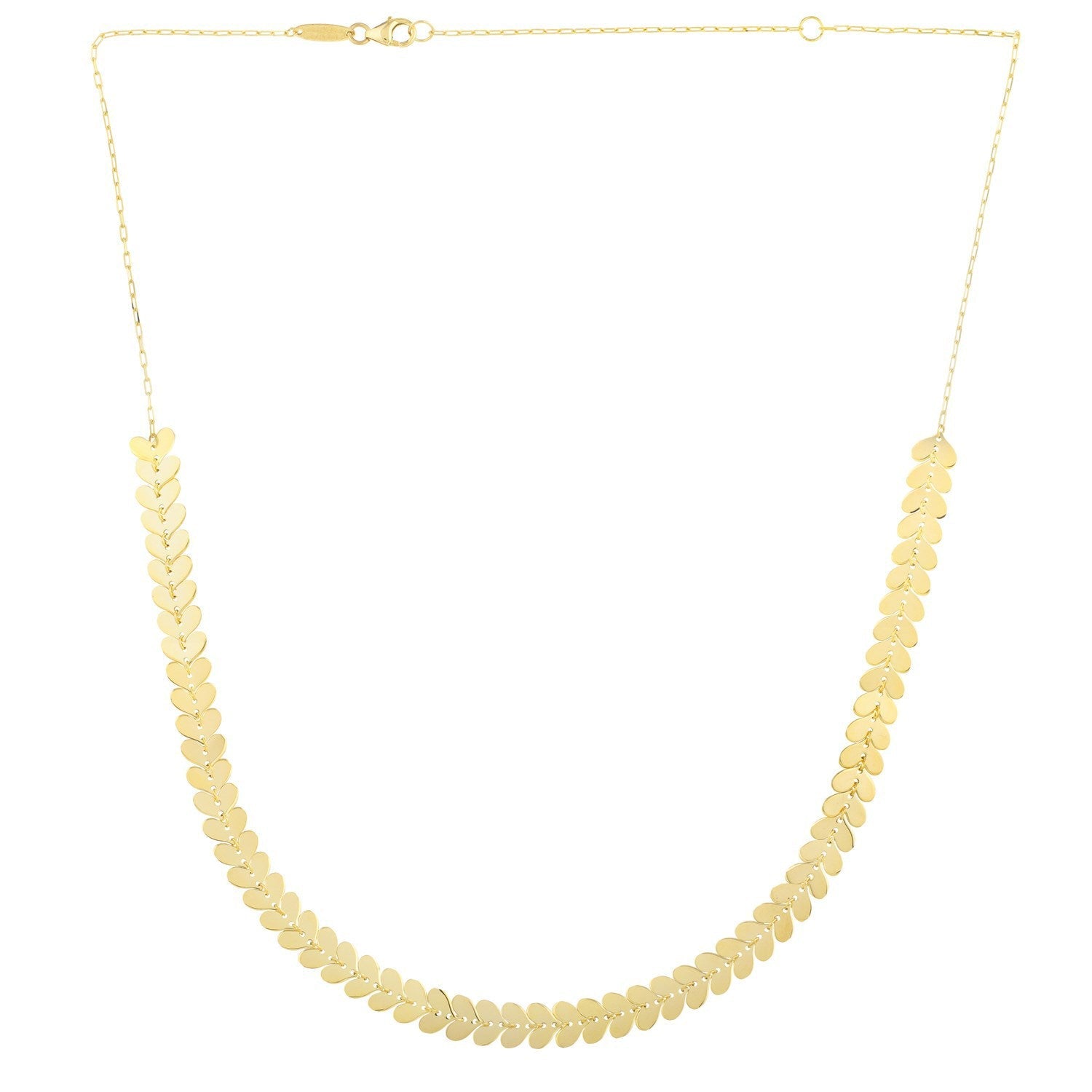 14k Yellow Gold Polished Heart Link Chain Necklace by Bids.com
