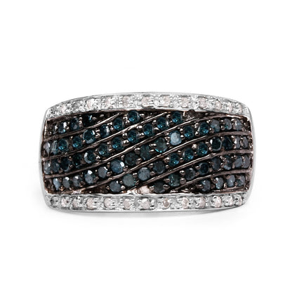 0.80 Carat Genuine Blue Diamond and White Diamond .925 Sterling Silver Ring by Bids.com