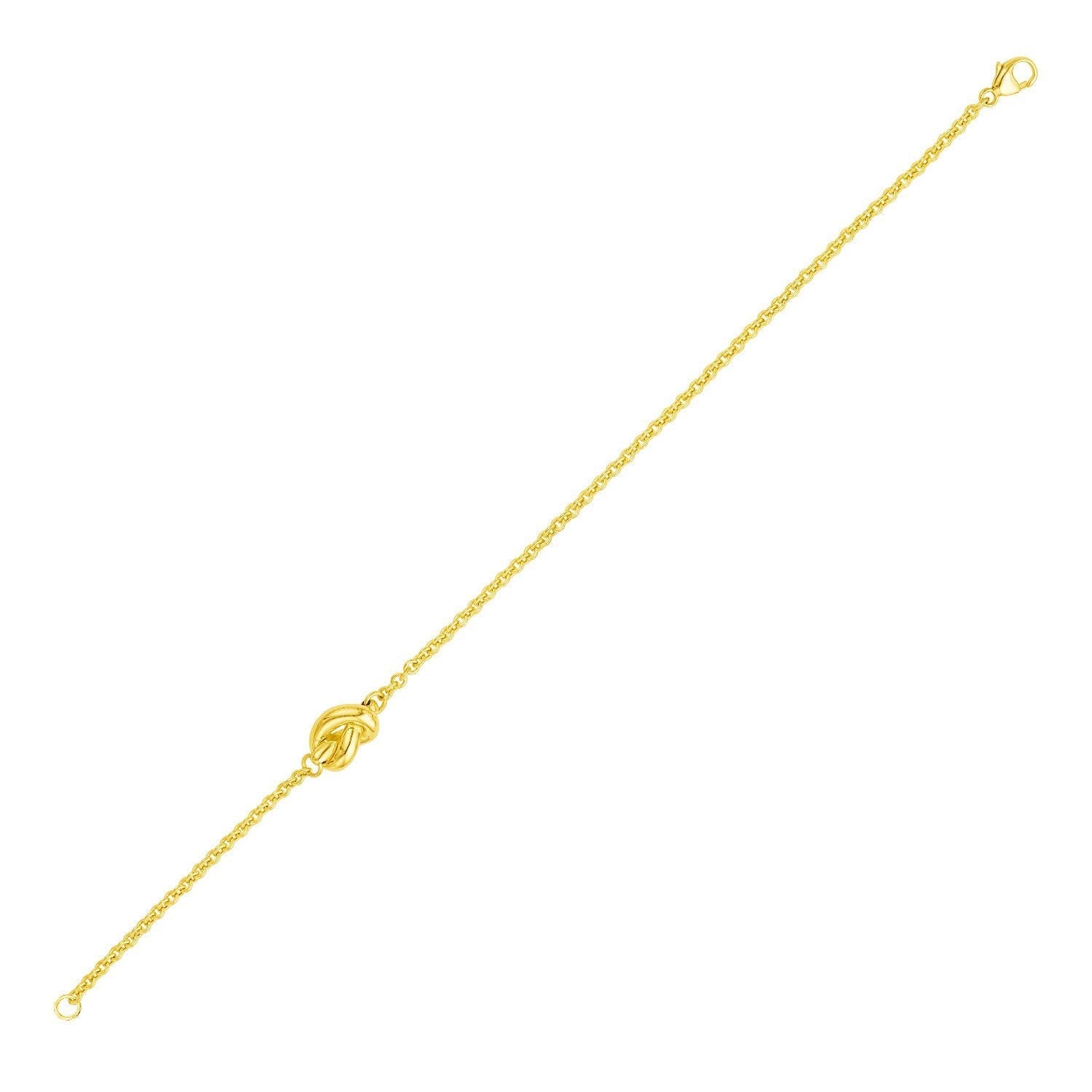 14k Yellow Gold Chain Bracelet with Polished Knot  DestGlow