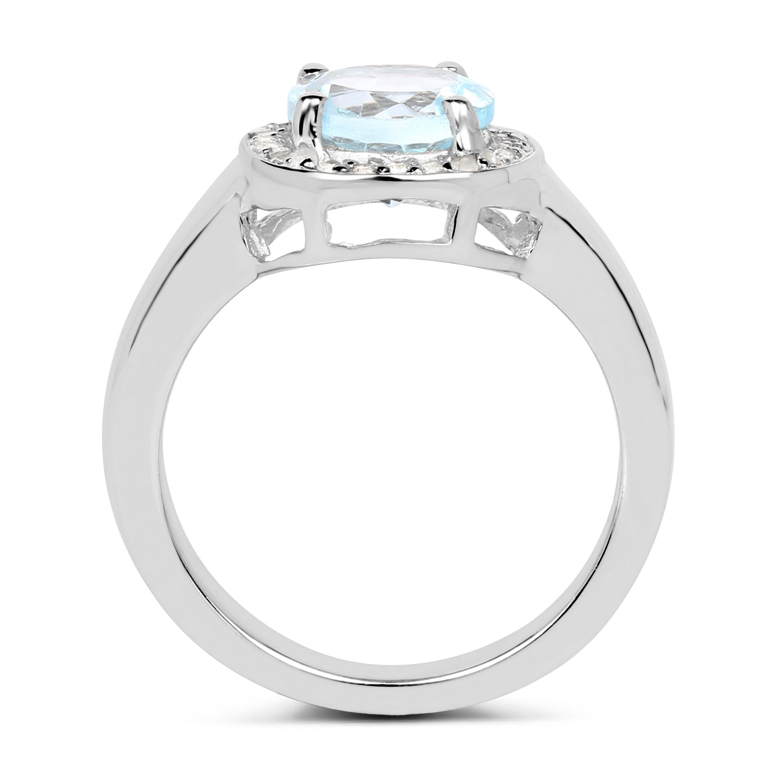 2.37 Carat Genuine Blue Topaz and White Topaz .925 Sterling Silver Ring by Bids.com