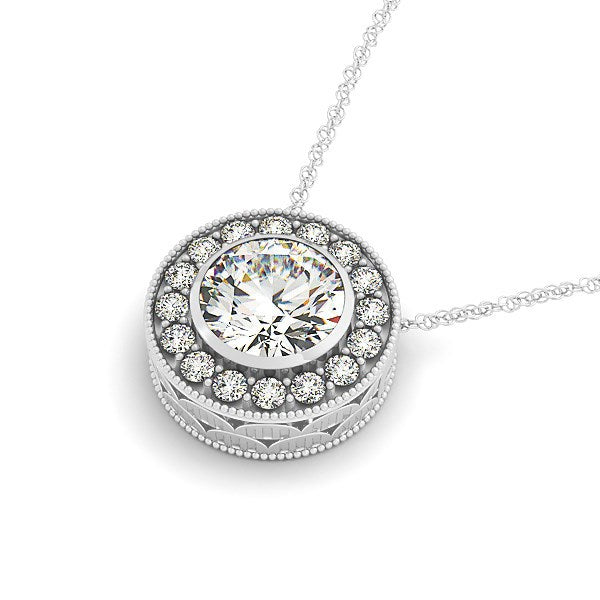 Diamond Halo with Center Bezel in 14k White Gold (5/8 cttw) by Bids.com
