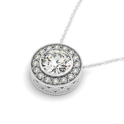 Diamond Halo with Center Bezel in 14k White Gold (5/8 cttw) by Bids.com