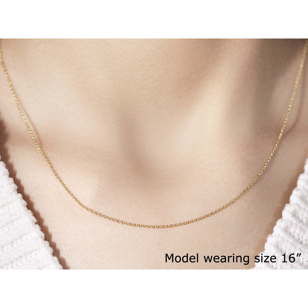 14k Yellow Gold Round Cable Link Chain 1.1mm by Bids.com