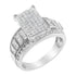 14K White Gold 2.0 Cttw Mixed-Cut Diamond Rectangle Invisible-Set Composite Cluster Ring with Bar- and Channel-Set Band (H-I Color, SI2-I1 Clarity) - Size 5 by Bids.com