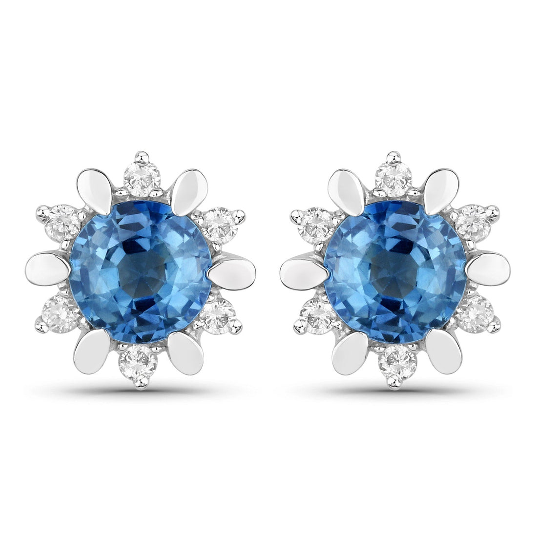 1.87 Carat Genuine Blue Sapphire and White Diamond 14K White Gold Earrings by Bids.com