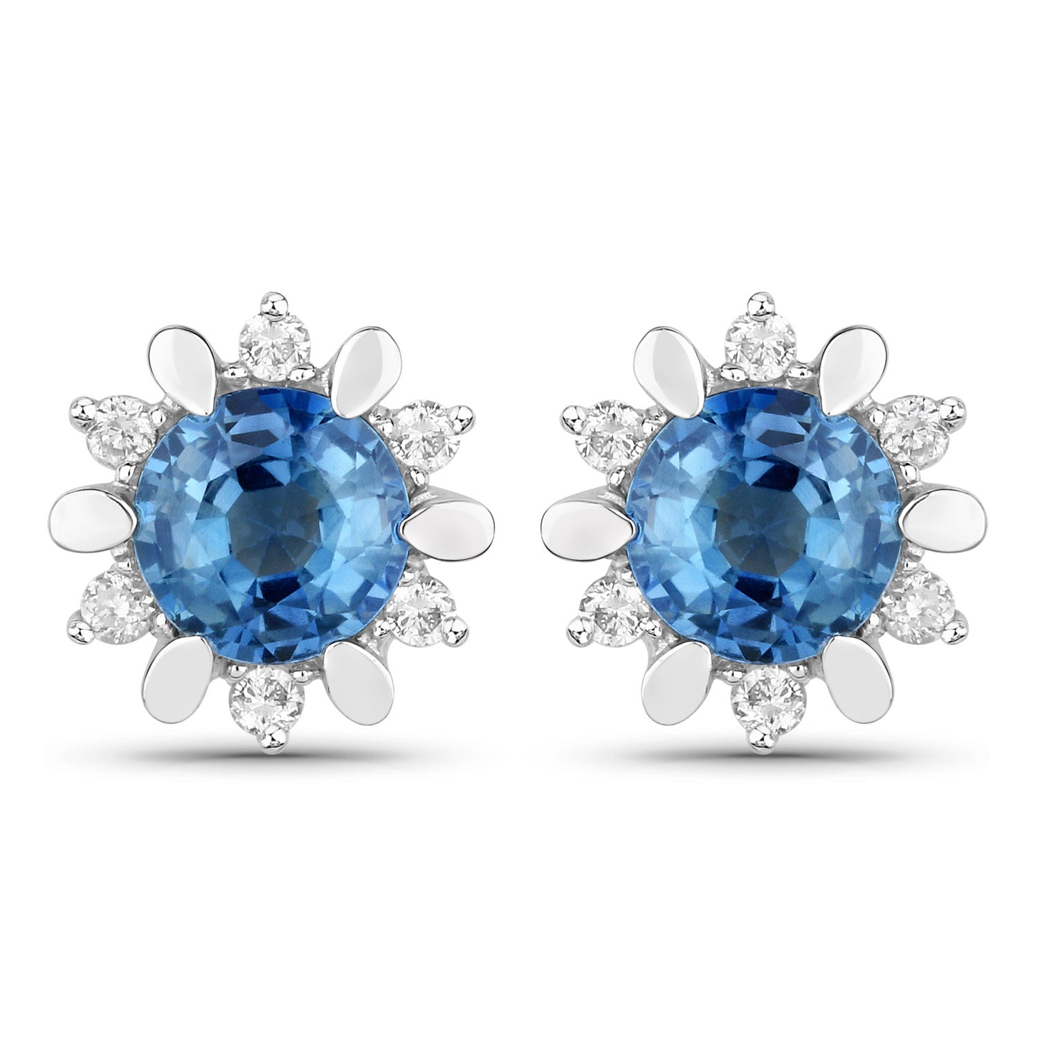 1.87 Carat Genuine Blue Sapphire and White Diamond 14K White Gold Earrings by Bids.com
