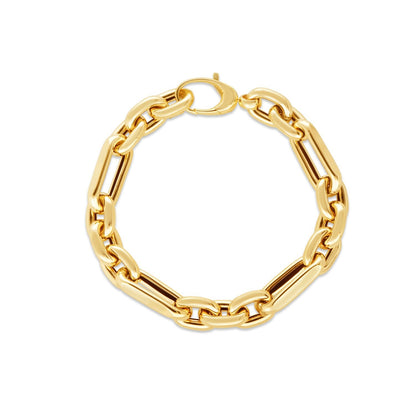 14k Yellow Gold Italian Alternating Paperclip Oval Links Bracelet (9.30 mm) by Bids.com