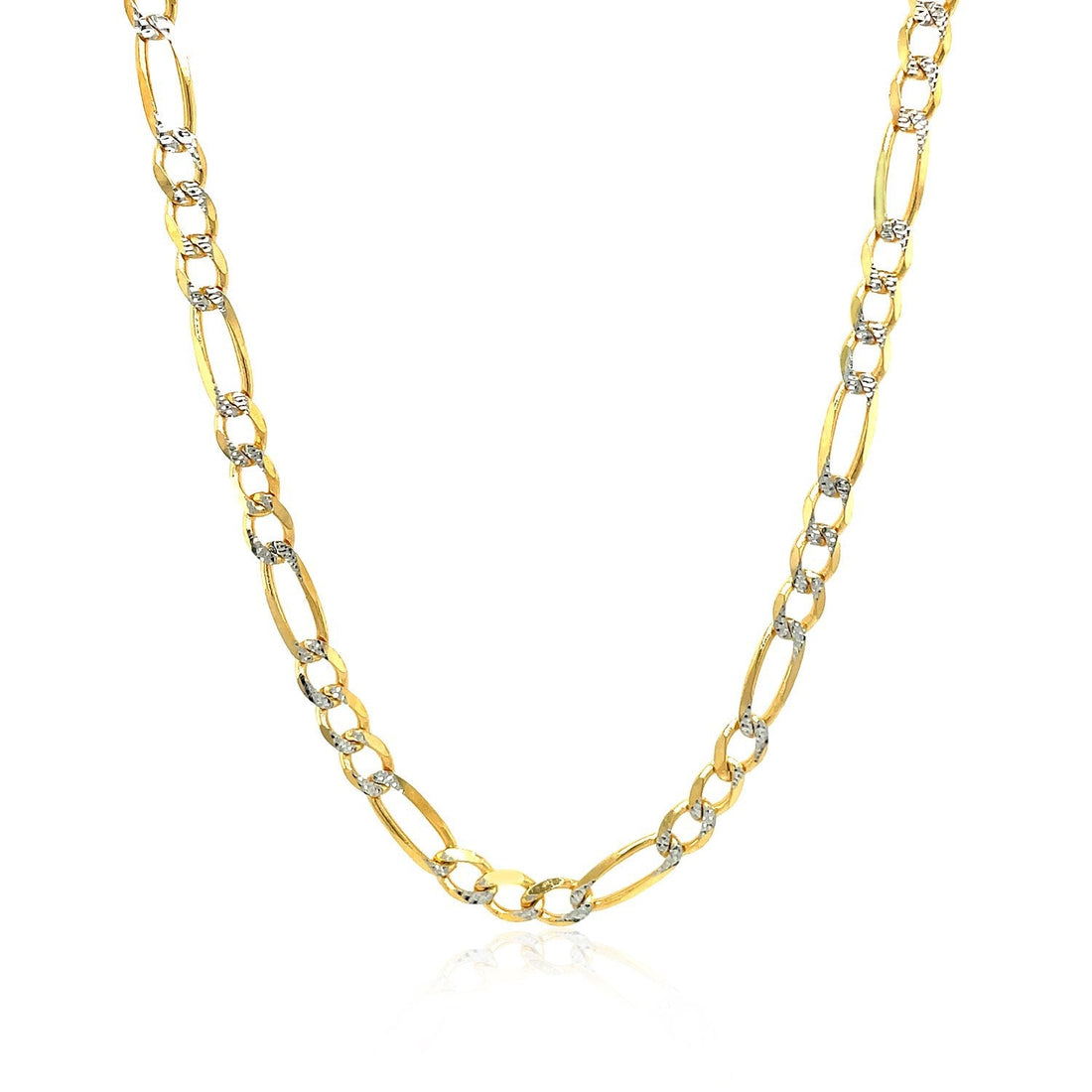 4.0mm 14K Yellow Gold Solid Pave Figaro Chain by Bids.com