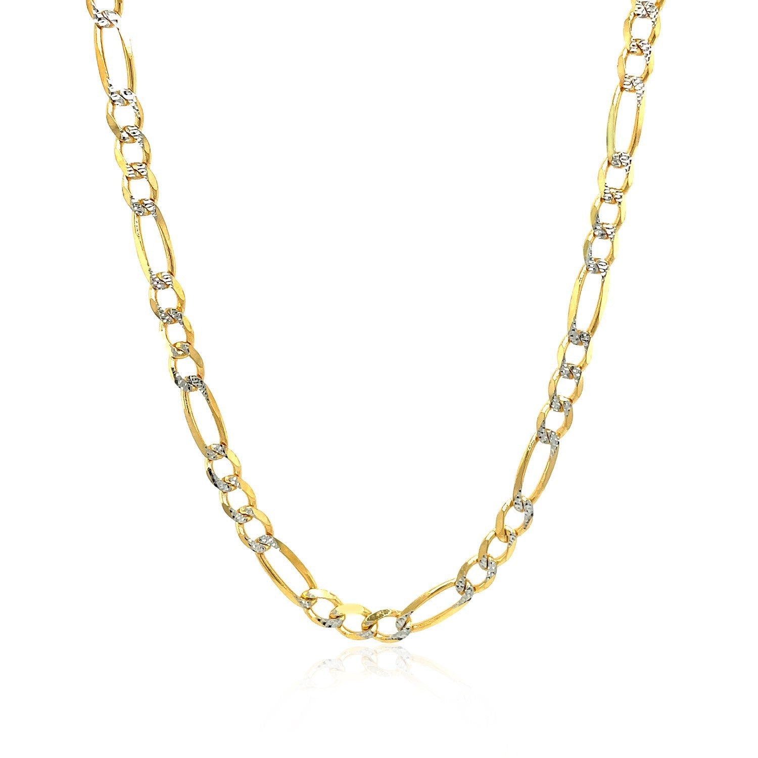 4.0mm 14K Yellow Gold Solid Pave Figaro Chain by Bids.com