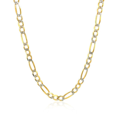 4.0mm 14K Yellow Gold Solid Pave Figaro Chain by Bids.com