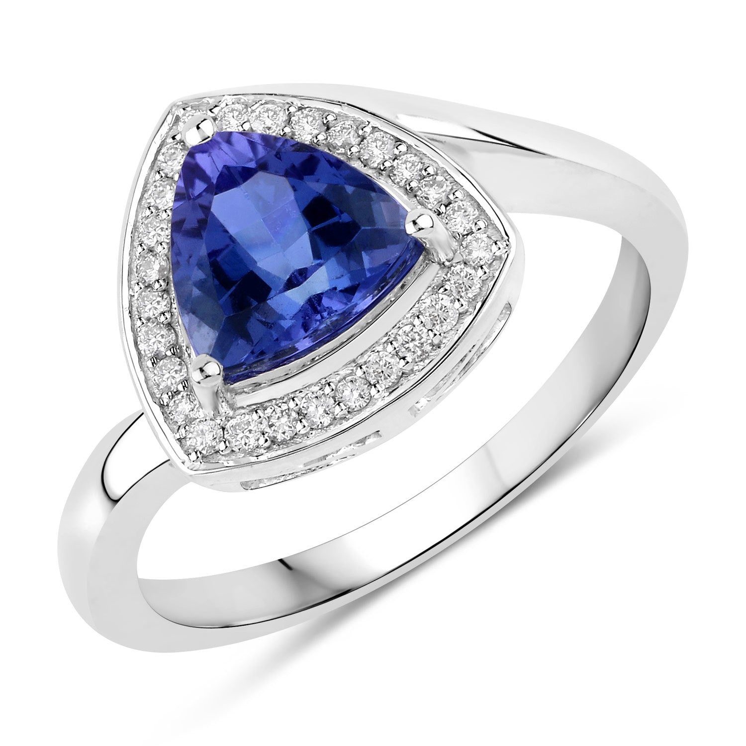 1.48 Carat Genuine Tanzanite and White Diamond 14K White Gold Ring by Bids.com