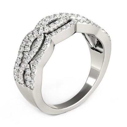 Diamond Studded Ring with Four Curves in 14k White Gold (5/8 cttw) by Bids.com
