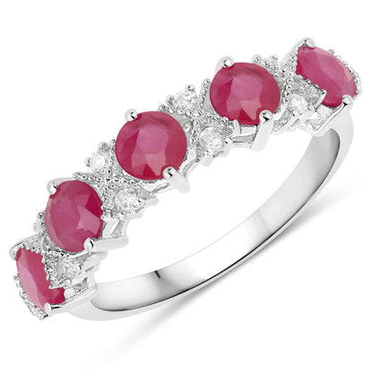 1.61 Carat Genuine Ruby and White Diamond 14K White Gold Ring by Bids.com