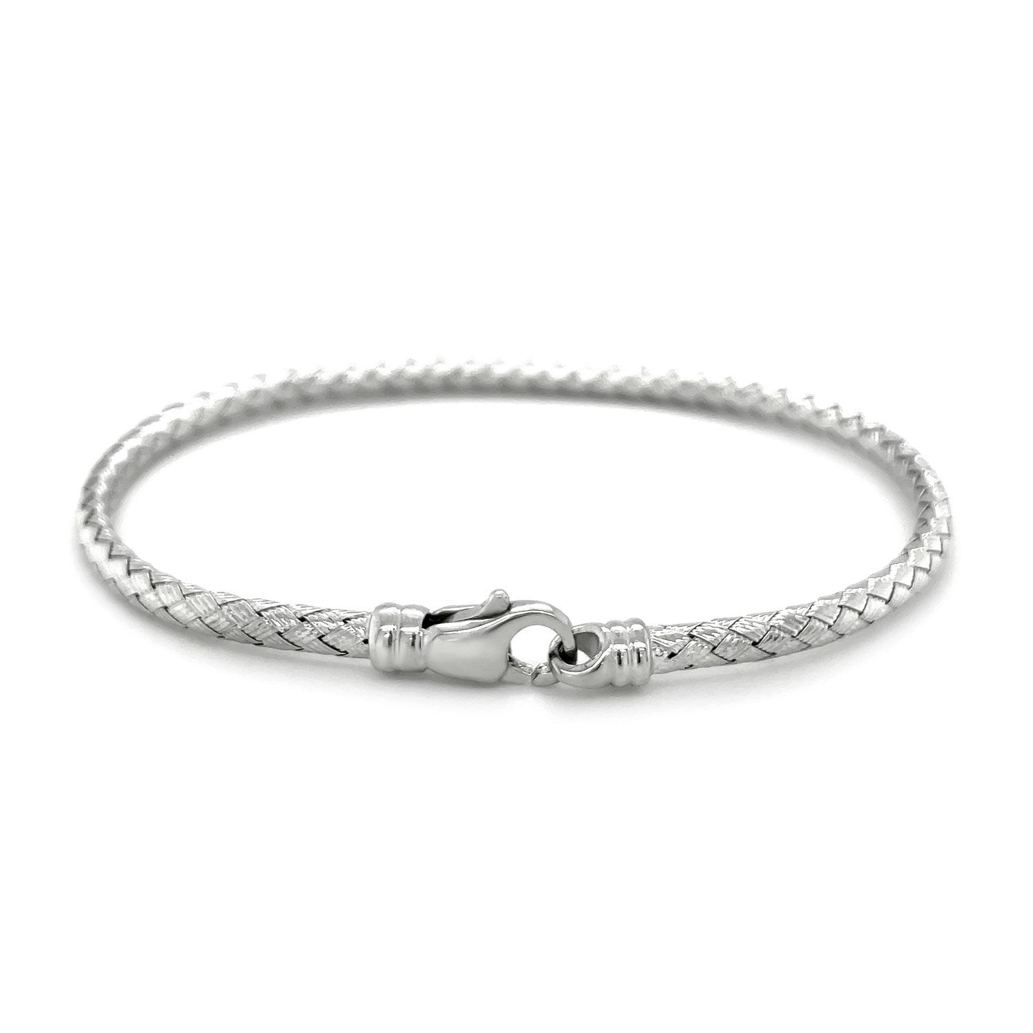 Fancy Weave Bangle in 14k White Gold (3.0mm)  DestGlow