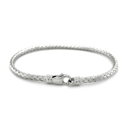 Fancy Weave Bangle in 14k White Gold (3.0mm)  DestGlow