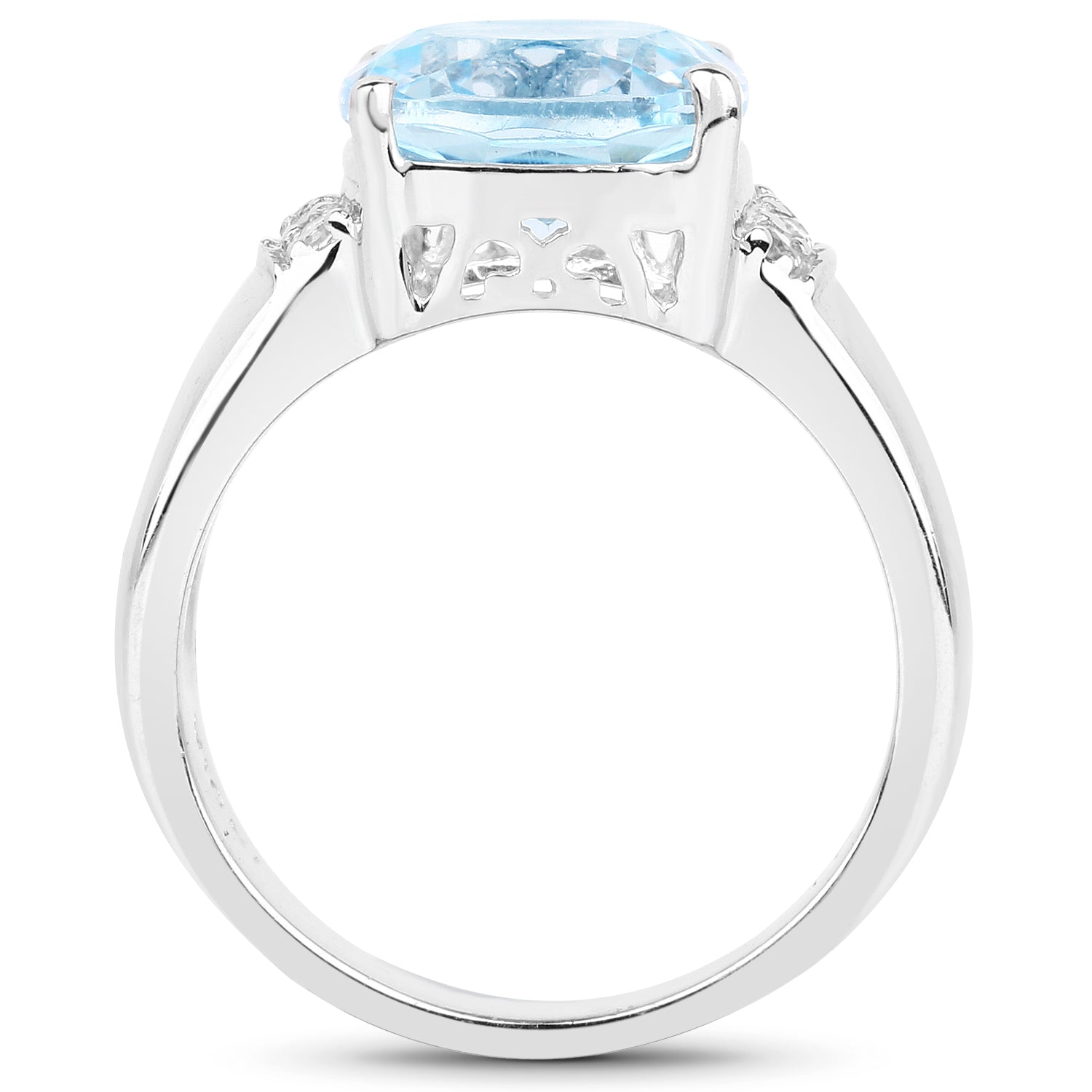 4.58 Carat Genuine Blue Topaz and White Topaz .925 Sterling Silver Ring by Bids.com