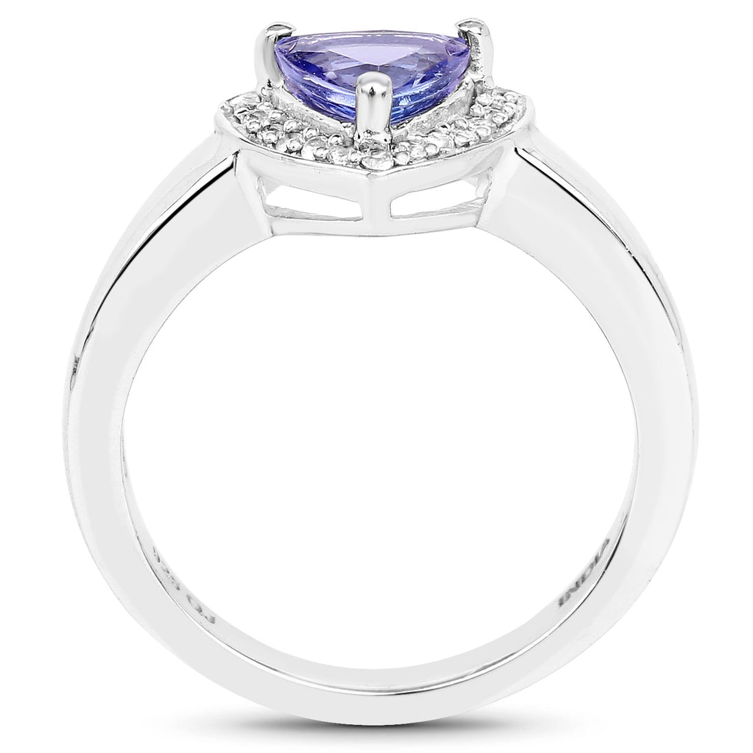 0.87 Carat Genuine Tanzanite and White Topaz .925 Sterling Silver Ring  DestGlow